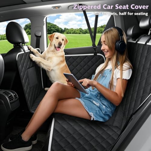 Meolsaek Back Seat Cover for Dogs, Zipper Hammock Car Seat Protector - Image 3