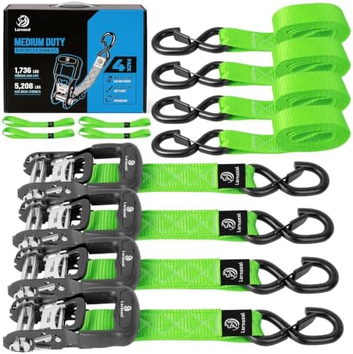 Ratchet Straps 4 Pack, 208LBS Break Strength by Unknown
