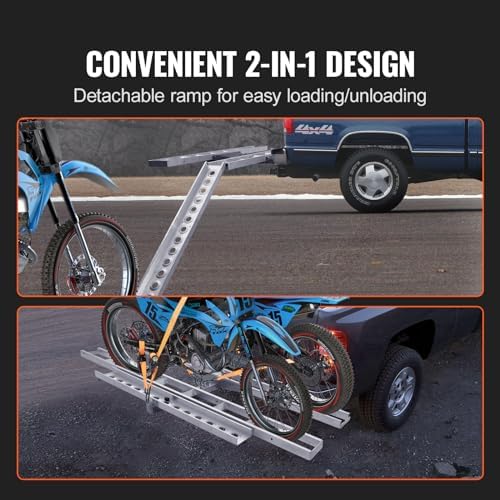VEVOR Motorcycle Carrier, 600 LBS Aluminum Motorcycle Carrier Hitch Mount - Image 4