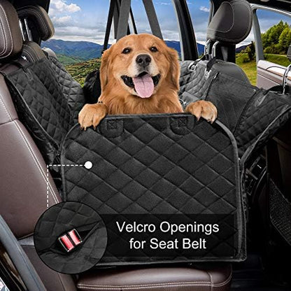Femuar Dog Car Seat Cover with Storage Pockets Mesh Visual Window, Waterproof - Image 2