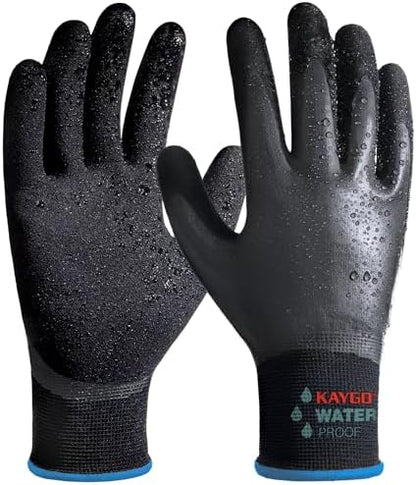 KAYGO Waterproof Work Gloves, Non-Slip Double Latex Coated by KAYGO
