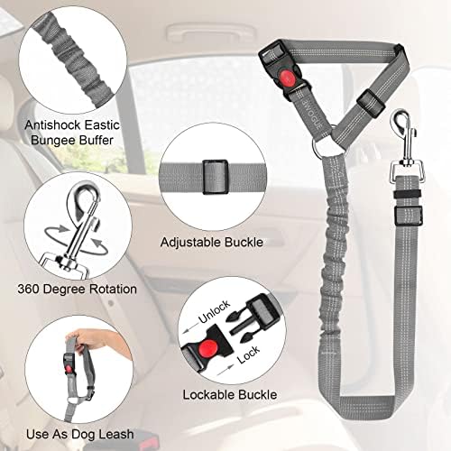 BWOGUE Dog Seat Belt for Car, Adjustable Headrest Restraint Safety Lead - Image 4