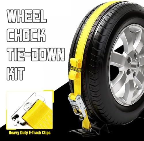 UTV Wheel Chock Tie Down Kit 2pk 2" x8' 4400LBS E Track Tire Ratchet Straps - Image 4