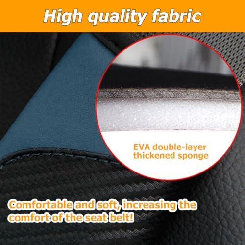 Osilly 2PCS Carbon Fiber Leather Seat Belt Shoulder Pads, Dark Green - Image 3
