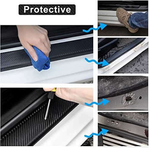 4Pcs Car Door Sill Protector for Honda Pilot, Carbon Fiber Anti-Scratch Guard - Image 2