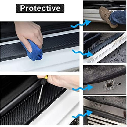 4Pcs Car Door Sill Protector for Honda Pilot, Carbon Fiber Anti-Scratch Guard - Image 2