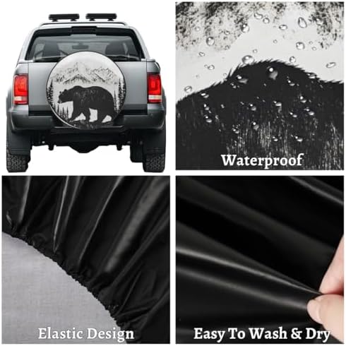 Spare Tire Cover for RV Trailer, Animal Bear Mountain Waterproof Sun Leather - Image 4