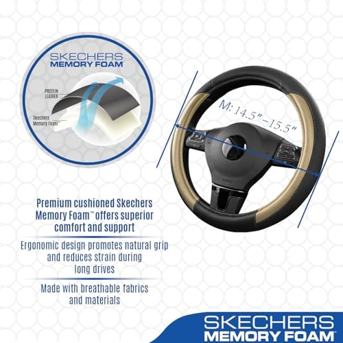 Skechers Steering Wheel Cover Memory Foam, Luxury Leather Steering Wheel Covers - Image 4