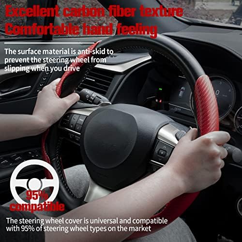 Amiss 2pcs Carbon Fiber Anti-Skid Steering Wheel Cover, Waterproof & Segmented - Image 2