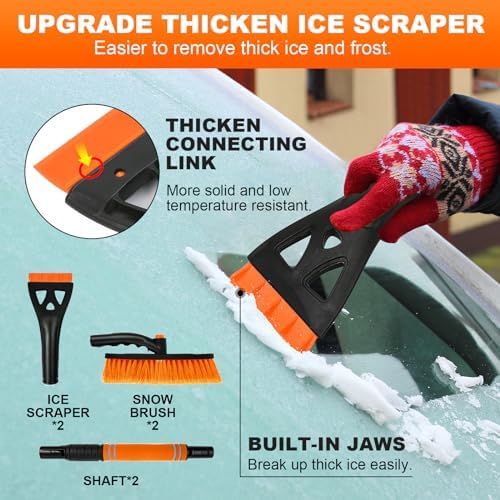 34" Extendable Ice Scrapers for Car Windshield 2-in-1 Snow Brush for Car Snow - Image 3