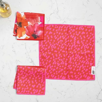 Ritz 6-Piece Poppy & Long Dots Microfiber Dish Cloth Set – Vibrant Watercolor - Image 3