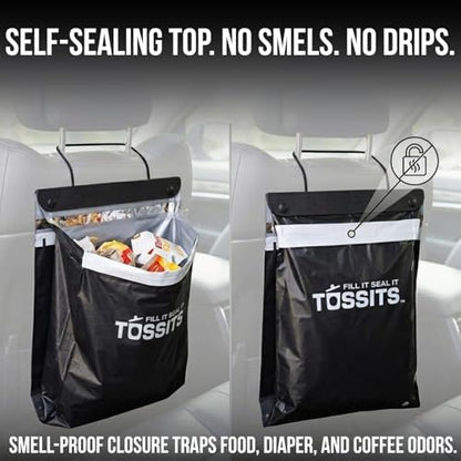Tossits Recycled Disposable Car Trash Bags – Leakproof, Smell Proof Hanging - Image 4