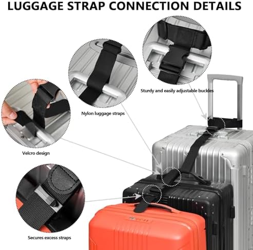 BILIONE 2 Pack Luggage Connector Straps, Connect 3 Suitcases ＆ Add A Bag - Image 5