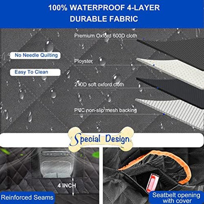 Dog Car Seat Cover for Back Seat 600D Scratchproof Nonslip Durable Waterproof - Image 3