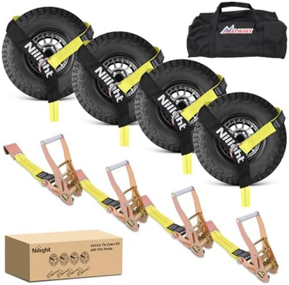 Nilight 4 Pack 2" x 10' Car Tie Down Straps by Nilight