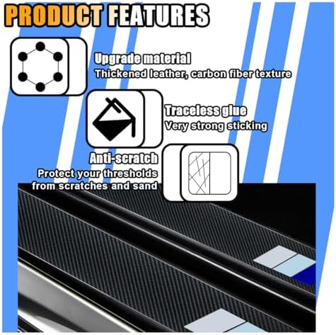 4PCS Tri-Color Door Sill Protectors, Carbon Fiber Door Threshold Protection - Image 3