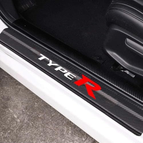 4PCS Carbon Fiber Style Leather Door Sill Protector, Scuff Plate Cover Guard by Unknown