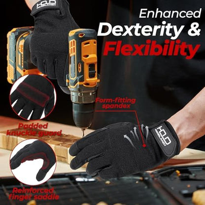 HANDLANDY Work Gloves for Men & Women, Utility Mechanic Working Gloves Touch - Image 3
