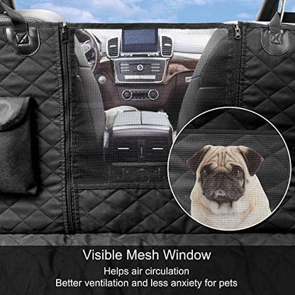 Femuar Dog Car Seat Cover with Storage Pockets Mesh Visual Window, Waterproof - Image 4