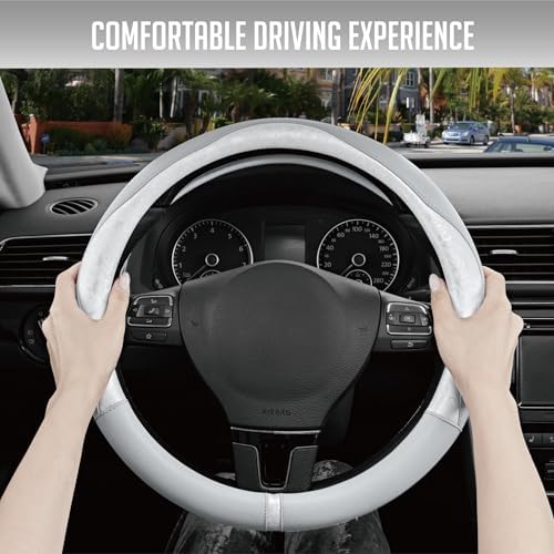 PIC AUTO Steering Wheel Cover, Universal Fit 14.5"–15.5", Soft PU Grain Leather - Image 5