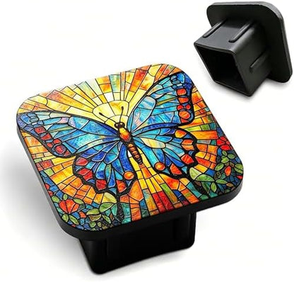 Hitch Receiver Cover 2" Stained Glass Beautiful Butterfly Trailer Hitch Cover by Unknown