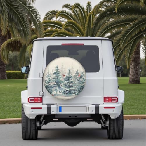 Winter Pine Tree Spare Tire Cover Universal 15 Inch Red Bird Waterproof Wheel - Image 7