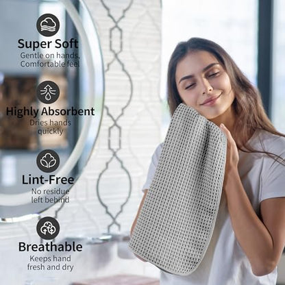 Microfiber Waffle Hand Towels, 4 Pieces, Fast Drying, Lint Free 430 GSM - Image 4