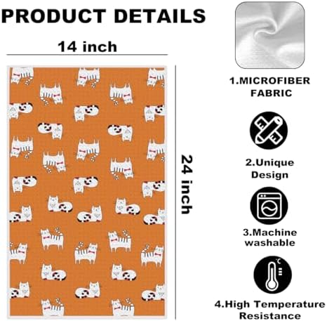 Cartoon Cat Kitchen Towel, Cute Cat Lover Gifts - Image 2