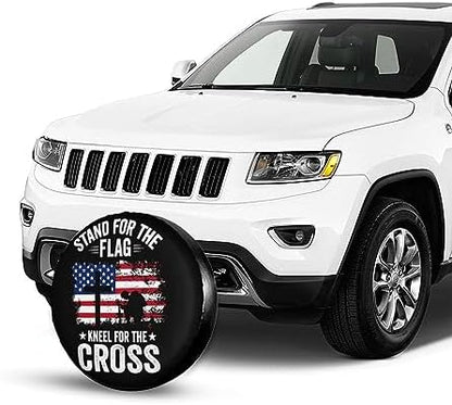 Spare Tire Cover American Flag Cross Wheel Covers 15 Inch No Camera Hole - Image 4