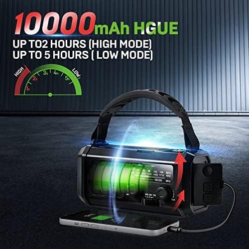Emergency NOAA Weather Radio, 10000mAh Solar Hand Crank Radio - Image 2