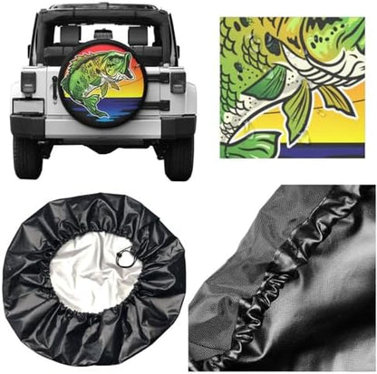 Bass Fish Fishing Spare Tire Cover Fisher Tire Wheel Covers Waterproof - Image 5