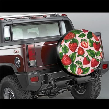 Cute Strawberry Tire Covers Print Pink Tire Wheel Protector - Image 5