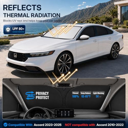 9PCS Car Window Shades for Honda Accord 2023-2025, Full Set Windshield Side - Image 2