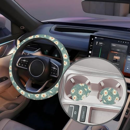 White Daisy Steering Wheel Cover - Image 5