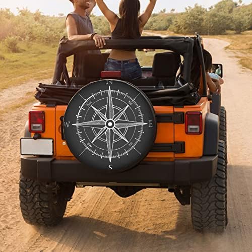 Vintage Wind Rose Compass Spare Tire Cover Dust-Proof Wheel Tire Cover Fit - Image 4