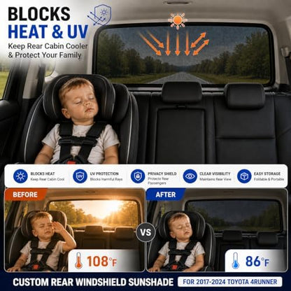 Rear Window Shade for Toyota 4Runner 2017-2024 Breathable Mesh Sunshade - Image 2
