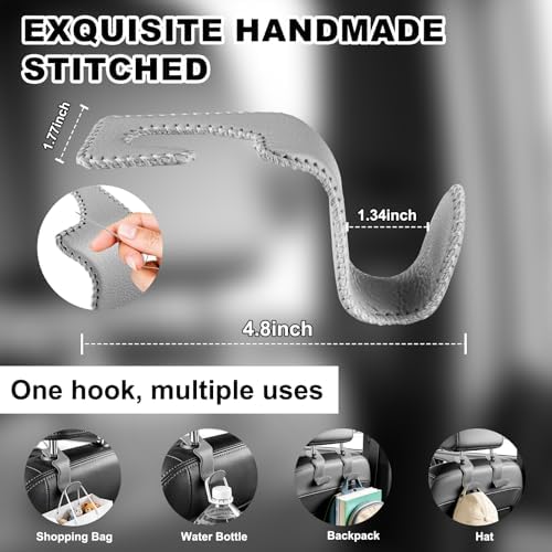 EldHus Car Seat Hooks for Purses and Bags, 4 Pack Car Purse Holder for Grocery - Image 4