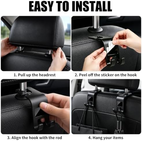 ZSDY Car Seat Headrest Hooks Heavy Duty Vehicle Back Seat Storage Organizer - Image 4