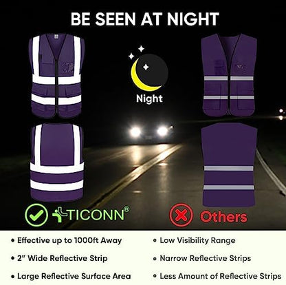 TICONN High Visibility Reflective Safety Vest - Image 3