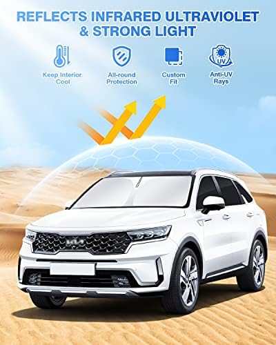 Canvcle Windshield Sun Shade for 2021-2025 2026 Kia Sorento Accessories Side - Image 2