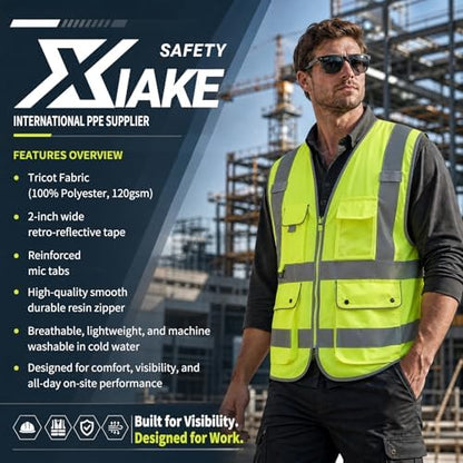 XIAKE Reflective Safety Vest for Men & Women High Visibility Class 2 Vest - Image 4