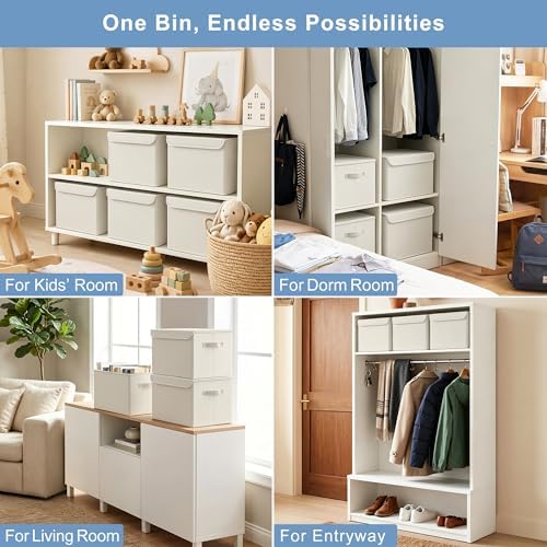 Bagnizer Large 22 Quart Linen Fabric Foldable Storage Bin Cube Organizer Basket - Image 4