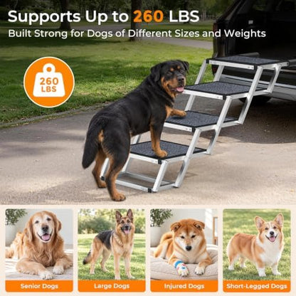 URPOWER Dog Stairs for Large Dogs Extra Wide 20" Dog Steps for Truck Ramp - Image 2