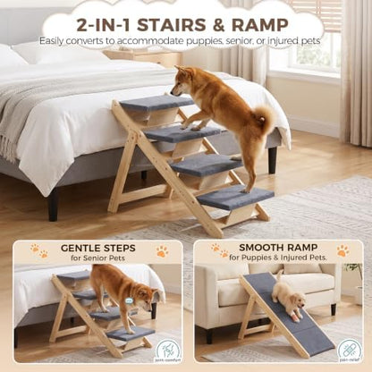 ZENY Convertible 2‑in‑1 Pet Ramp, Dog Stairs - Image 2
