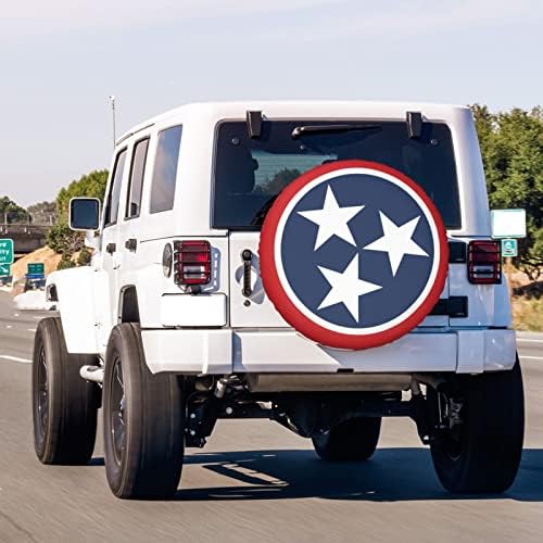 Tennessee Tri Star Flag Spare Tire Cover Dust-Proof Wheel Tire Cover Fit Trailer - Image 3
