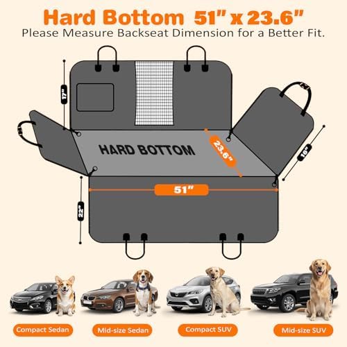 URPOWER PU Leather Hard Bottom Dog Car Seat Cover, Back Seat Extender - Image 5