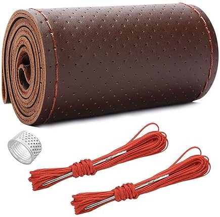 Ziciner Genuine Leather Steering Wheel Cover, Stitch on Wrap, Breathable by Ziciner