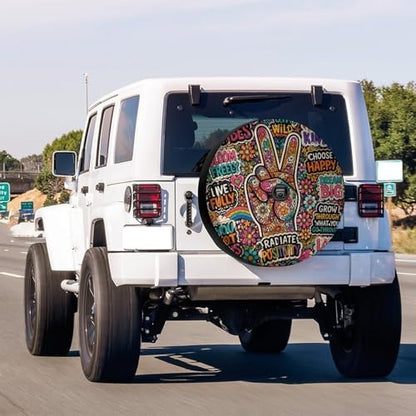 KiuLoam Floral Peace Sign Gesture Spare Tire Cover - Image 2