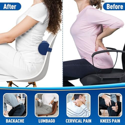 CushZone Lumbar Roll Support Pillow, Memory Foam Back Cushion - Image 5