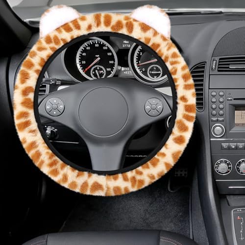 Accmor Fuzzy Leopard Print Car Steering Wheel Cover Women Car Accessories - Image 3